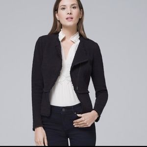 🛍️ Navy Tweed Moto Jacket Blazer L